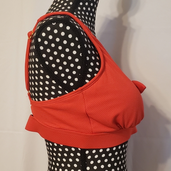 Kona Sol Red Bathing Suit Top Red Adjustable Straps - Picture 4 of 10